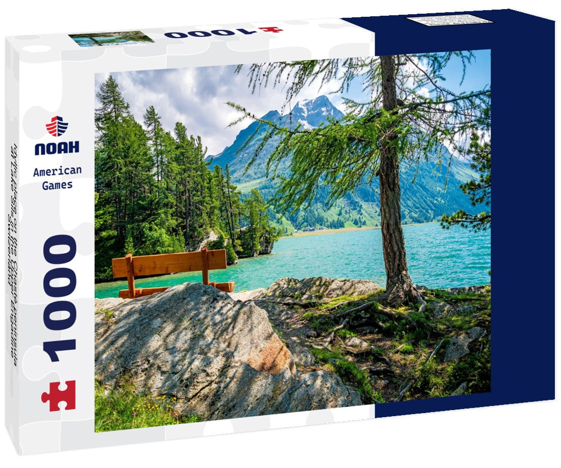 Noah Jigsaw Puzzle Idyllic place on the Chastè peninsula at Lake Sils in the Upper Engadine, Switzerland 1000 pieces