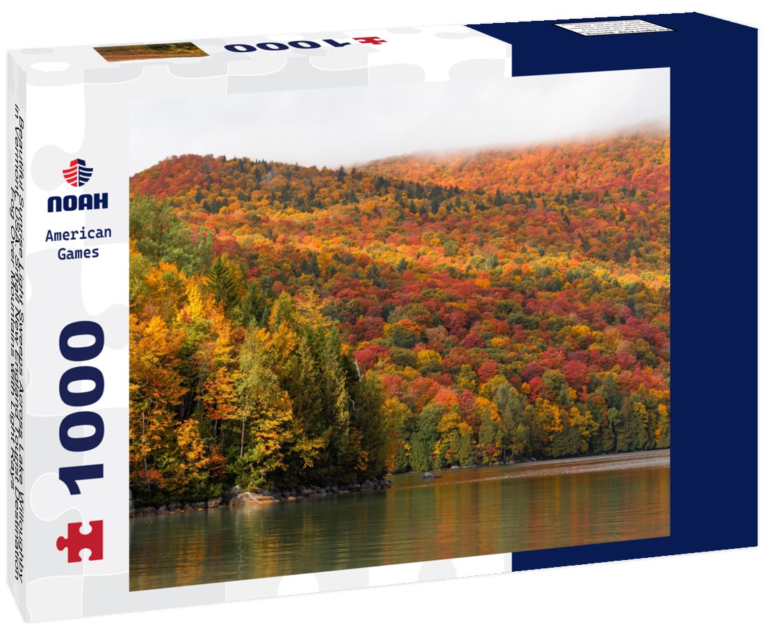 Noah Jigsaw Puzzle Beautiful Sunrise Light Sweeps Across Lake Willoughby in Vermont, USA. Small New England Tourist Destination Fog Over Mountains with Light Rays 1000 pieces