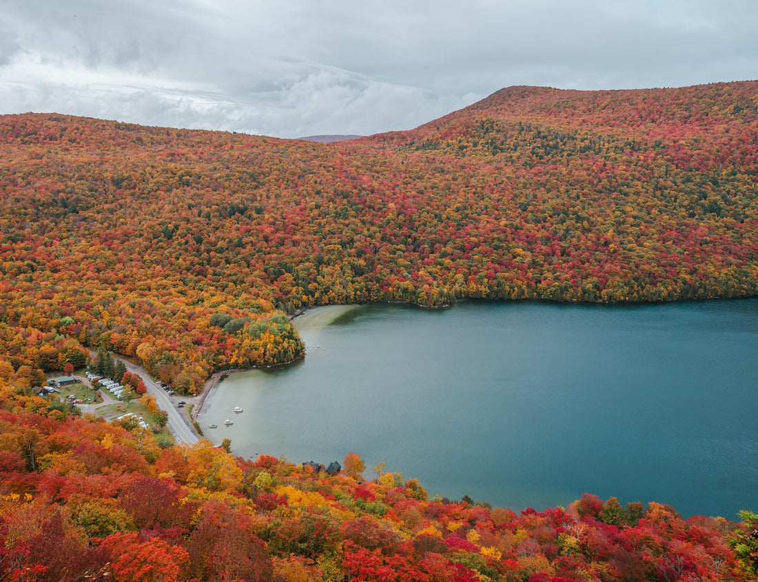 Noah Jigsaw Puzzle Epic Autumn Wide Panoramic View of Lake Willoughby from Mount Pisgah Vermont, USA. Fall Foliage Peak Colors Forests Around Beautiful Blue Waters 1000 pieces