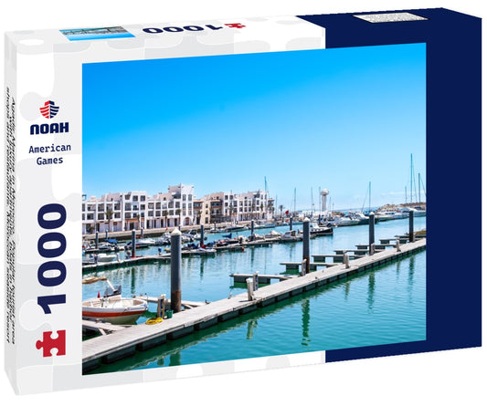 Noah Jigsaw Puzzle Agadir Marina in Morocco. Popular tourist area with luxury apartments, boats in harbor, shops and restaurants. Moroccan seaside resort on shore of Atlantic ocean in Africa 1000 pieces