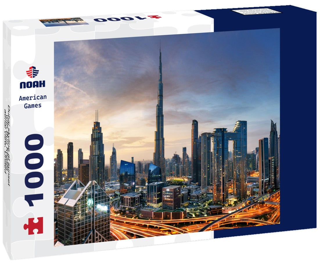 Noah Jigsaw Puzzle Dubai skyline at sunset with Burj Khalifa - aerial view, United Arab Emirates 1000 pieces