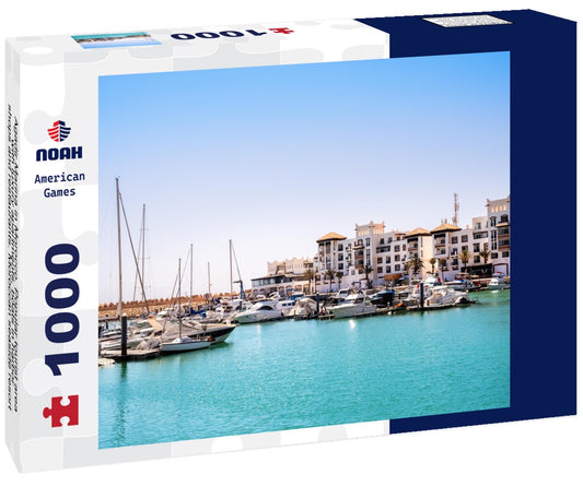 Noah Jigsaw Puzzle Agadir Marina in Morocco. Popular tourist area with luxury apartments, boats in harbor, shops and restaurants. Moroccan seaside resort on shore of Atlantic ocean in Africa 1000 pieces