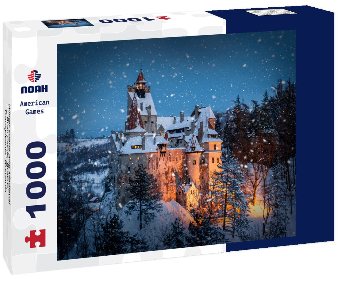 Winter scene with Medieval Bran castle, Brasov, Transylvania, Romania 1000pc Puzzle