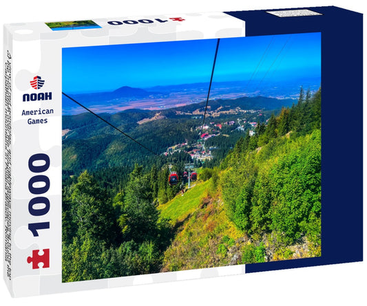 Noah Jigsaw Puzzle A view of red gondolas, and cableways moving to the top of the mountain over the beautiful landscapes around the Carpathian mountains in Poiana Brasov, Romania 1000 pieces