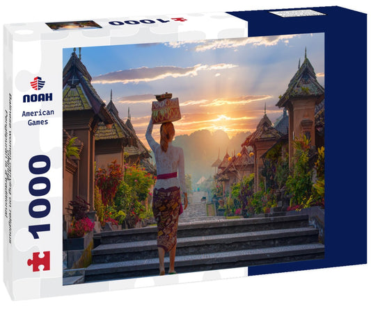 Noah Jigsaw Puzzle Balinese women carrying on religious offering - Penglipuran is a traditional oldest Bali village at Bangli Regency - Bali, Indonesia 1000 pieces