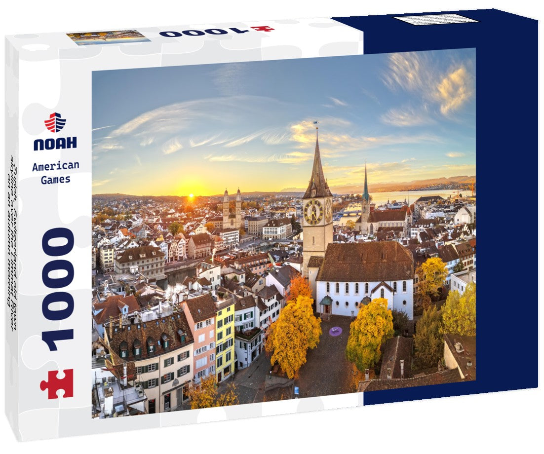 Zurich, Switzerland old town skyline over the Limmat River on an autumn morning 1000pc Puzzle