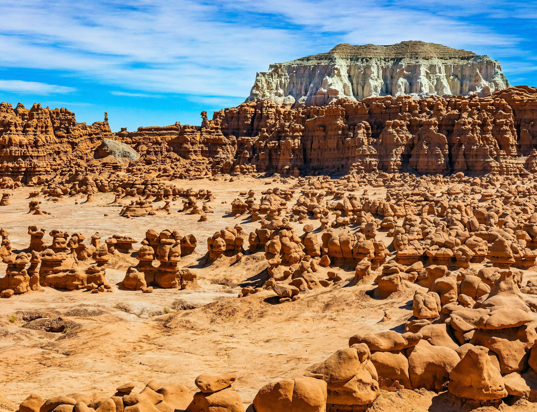 Soft red-brown sandstone and the prairie wind have created thousands of mushroom-shaped hoodoos. Picturesque park in Utah. Goblin Valley in the USA 1000pc Puzzle