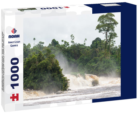 Noah Jigsaw Puzzle Famous Lobe Falls at Kribi, Cameroon, one of the few waterfalls in the world to fall into the sea, and pirogue navigating 1000 pieces