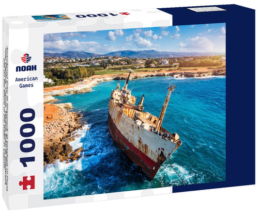 Noah Jigsaw Puzzle Abandoned Edro III Shipwreck at seashore of Peyia, near Paphos, Cyprus. Historic Edro III Shipwreck site on the shore of the water in Cyprus. Aerial view of Shipwreck EDRO III, Pegeia, Paphos 1000 pieces