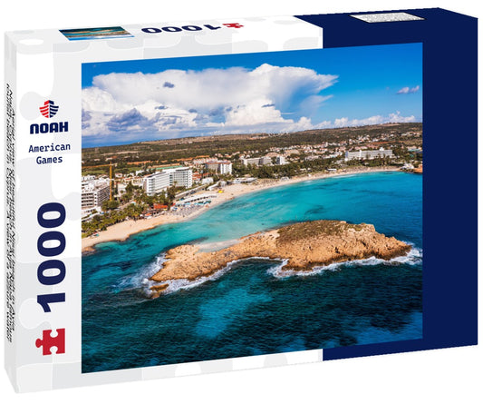 Noah Jigsaw Puzzle Aerial view of beautiful Nissi beach in Ayia Napa, Cyprus. Nissi beach in Ayia Napa famous tourist beach in Cyprus. A view of a azzure water and Nissi beach in Aiya Napa, Cyprus 1000 pieces
