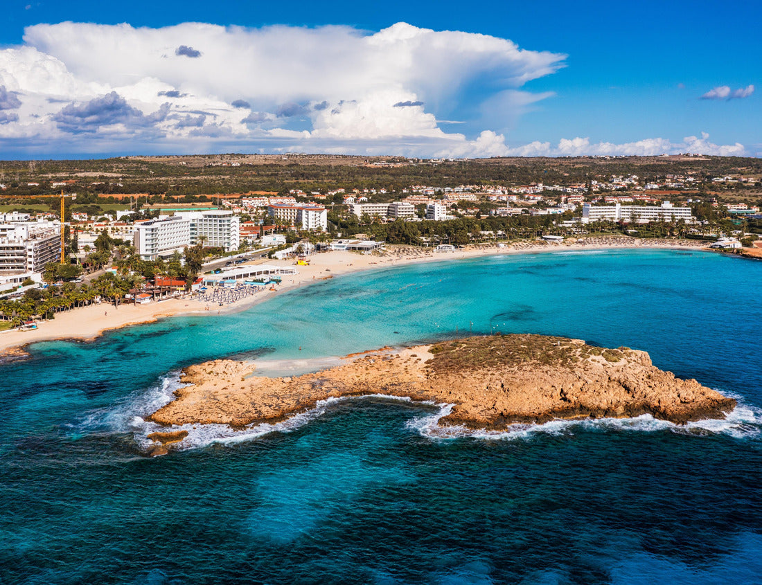 Noah Jigsaw Puzzle Aerial view of beautiful Nissi beach in Ayia Napa, Cyprus. Nissi beach in Ayia Napa famous tourist beach in Cyprus. A view of a azzure water and Nissi beach in Aiya Napa, Cyprus 1000 pieces