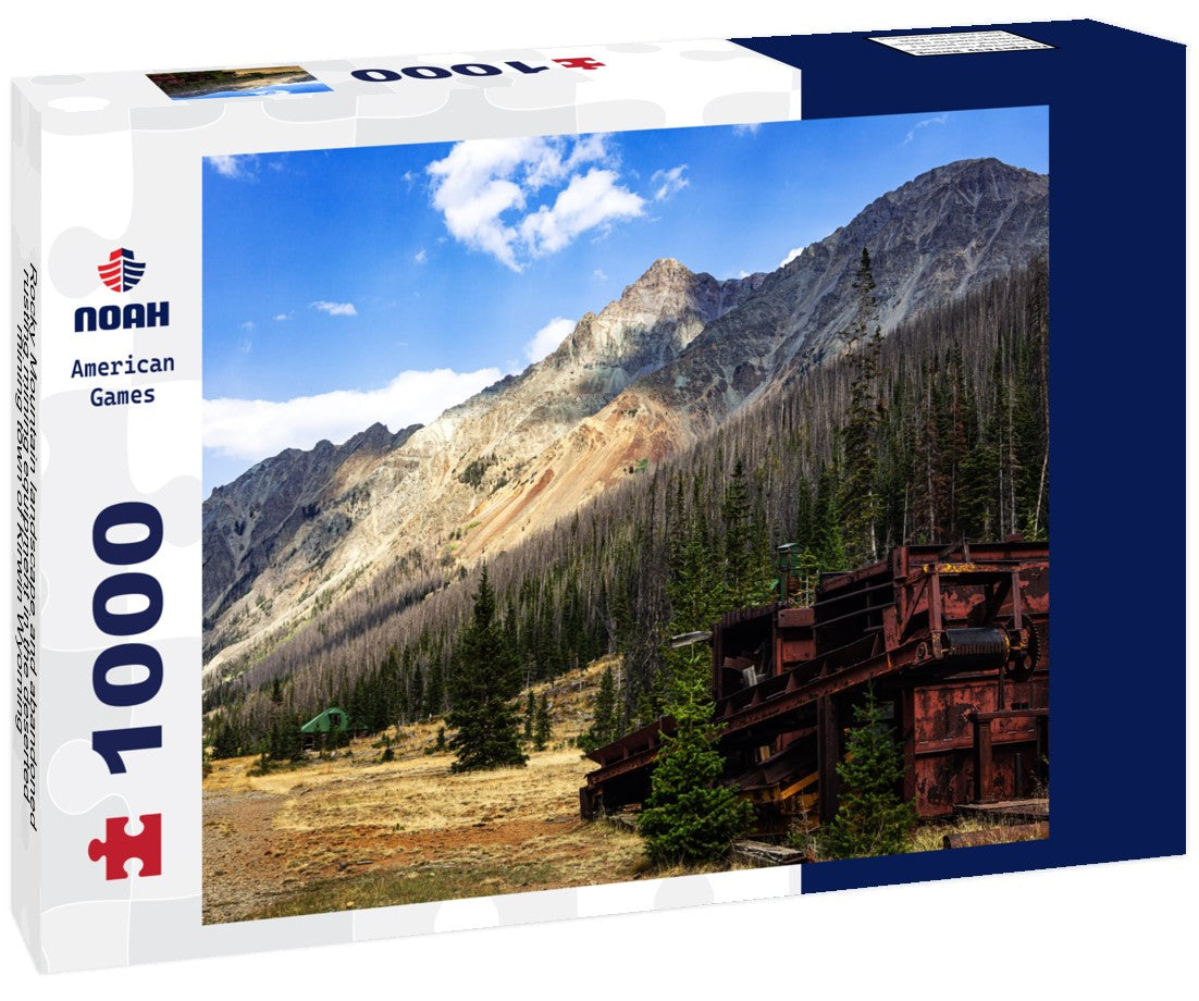 Rocky Mountain landscape and abandoned rusting mining equipment in the deserted mining town of Kirwin Wyoming 1000pc Puzzle