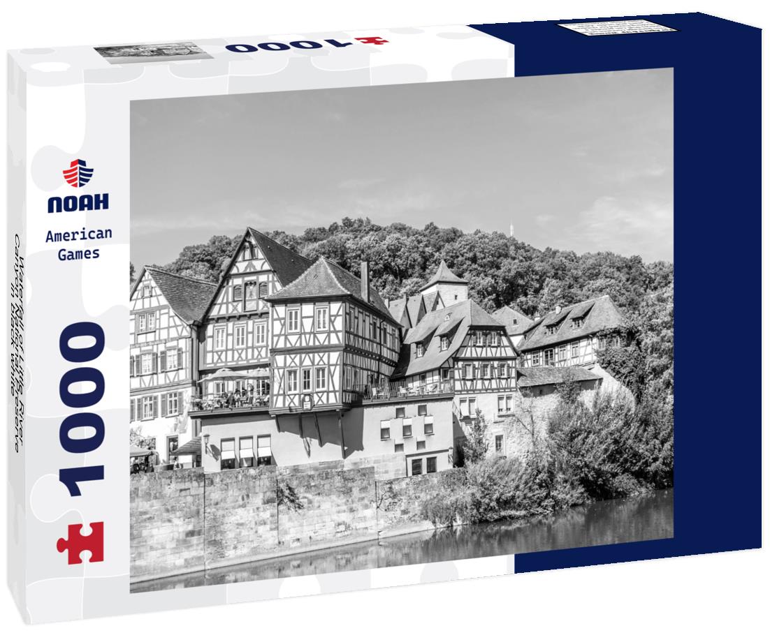Noah Jigsaw Puzzle Waterfall of Little River Canyon National Preserve in black white 1000 pieces