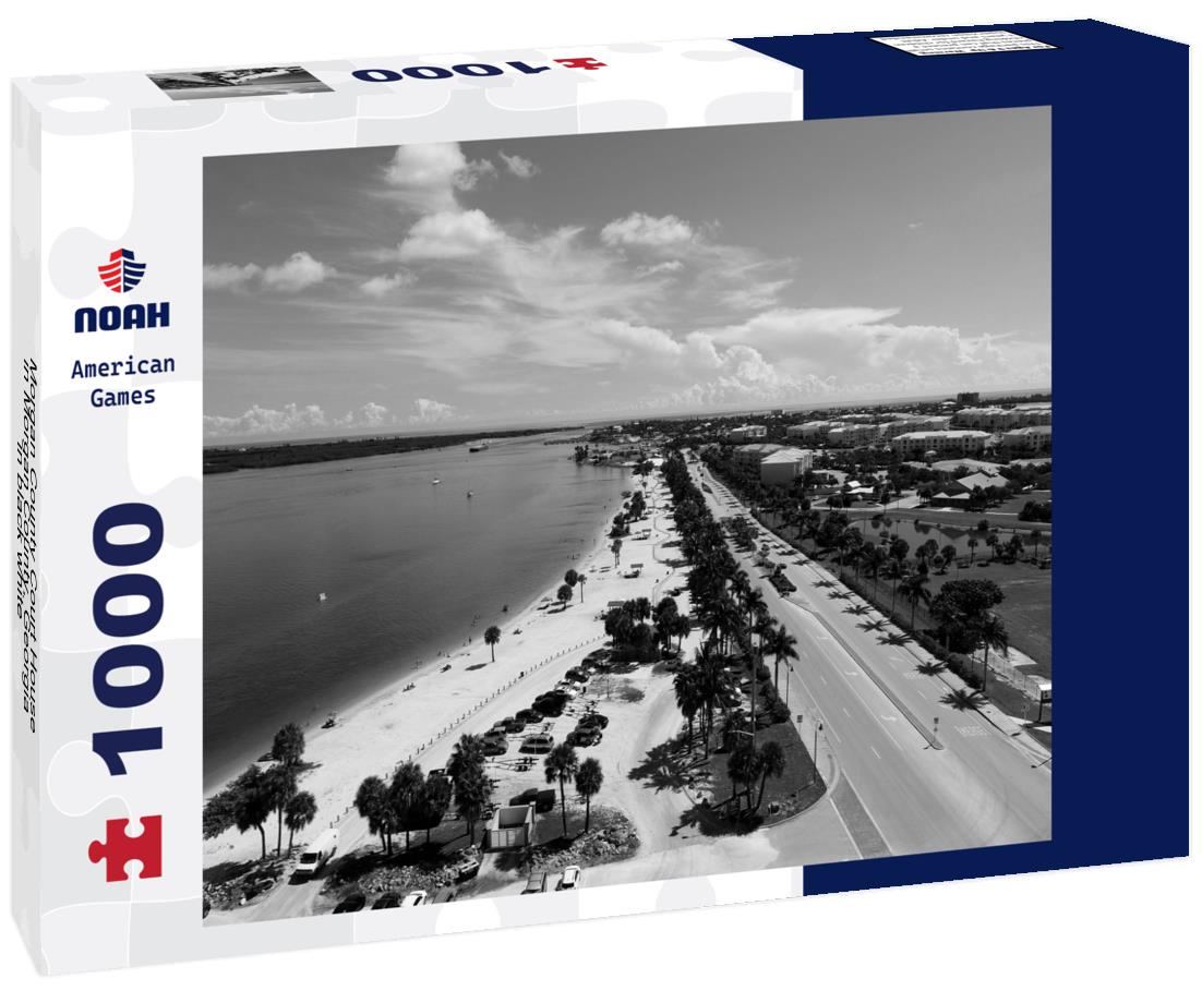 Noah Jigsaw Puzzle Morgan County Court House in Morgan County, Georgia in black white 1000 pieces