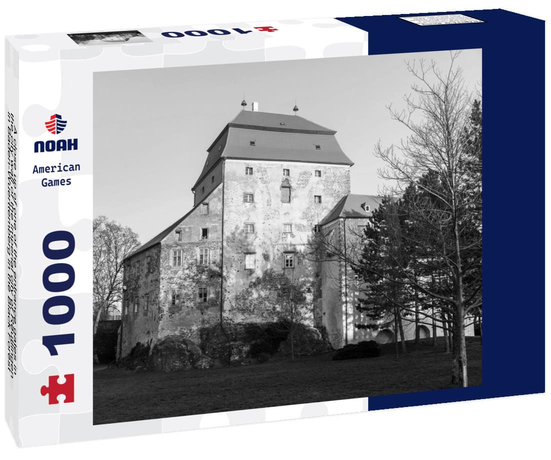 Noah Jigsaw Puzzle A close up of one of the entrance gates in the city wall of the imperial city of Reutlingen in Baden-Wuerttemberg in the Black Forest in Germany in black white 1000 pieces