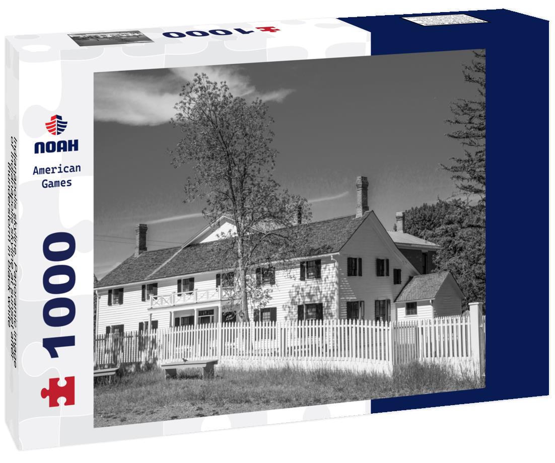 Noah Jigsaw Puzzle Indianapolis skyline. Panoramic image of Indianapolis skyline at sunset after thunderstorm in black white 1000 pieces