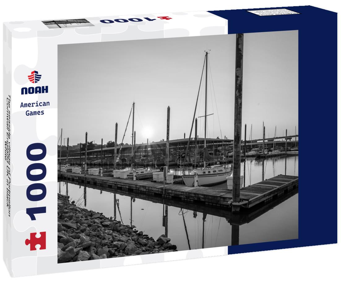 Noah Jigsaw Puzzle The seaside village of Portmellon Cornwall England UK in black white 1000 pieces