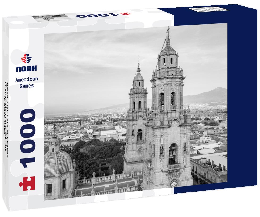 Noah Jigsaw Puzzle Indian Well Falls in Shelton, Connecticut on a fall day in black white 1000 pieces