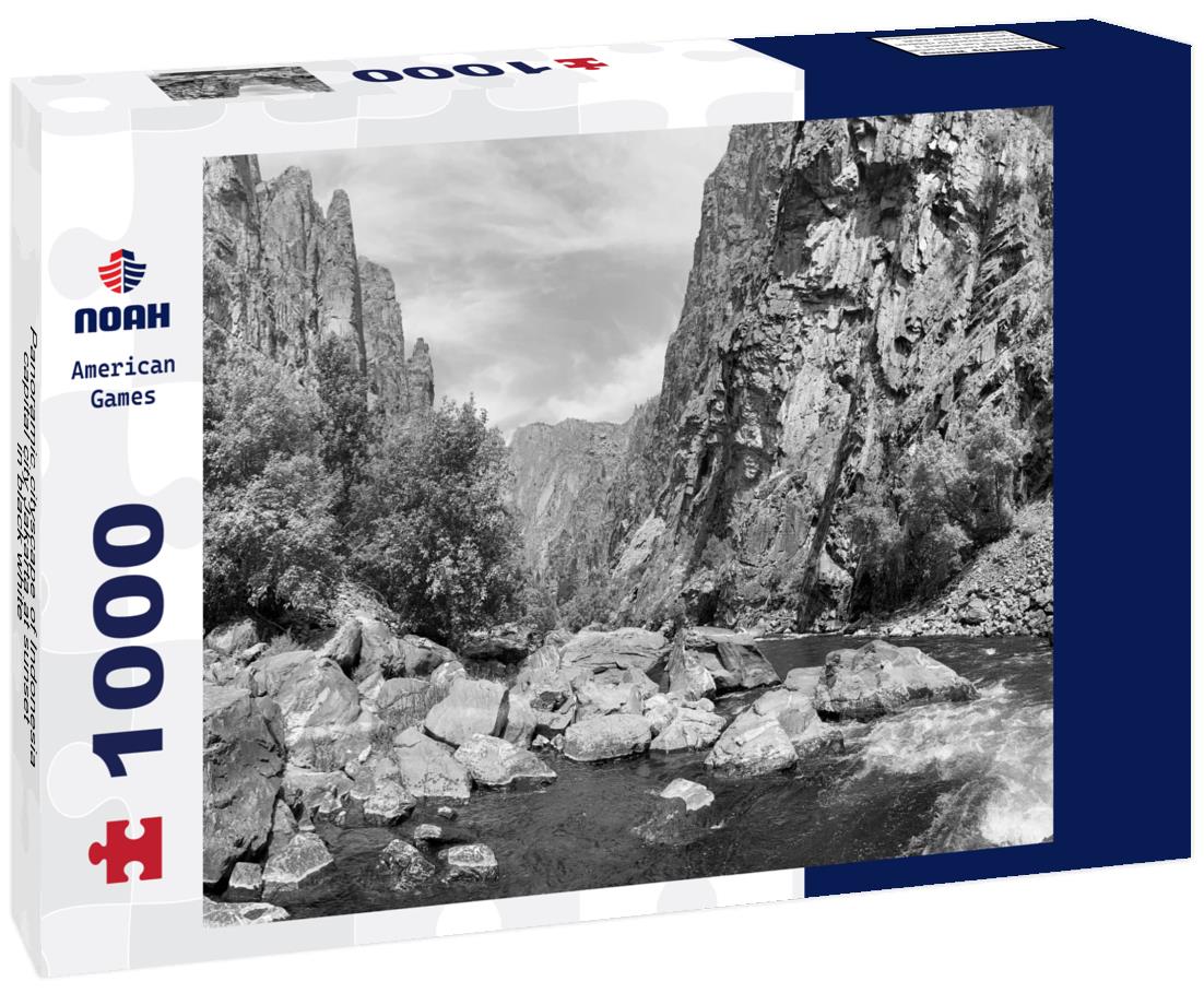 Noah Jigsaw Puzzle Panoramic cityscape of Indonesia capital city Jakarta at sunset in black white 1000 pieces