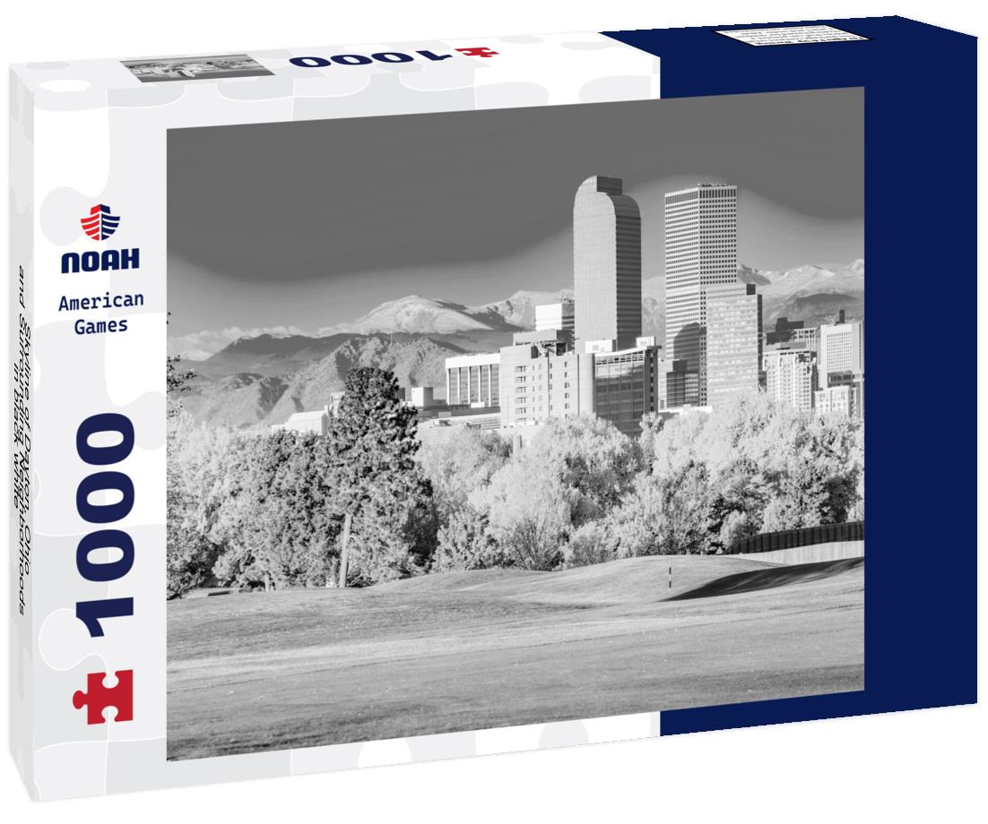 Noah Jigsaw Puzzle Skyline of Dayton, Ohio and Surrounding Neighborhoods in black white 1000 pieces