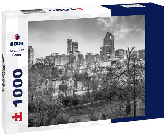 Noah Jigsaw Puzzle Akron, Ohio - afternoon skyline of the city in black white 1000 pieces