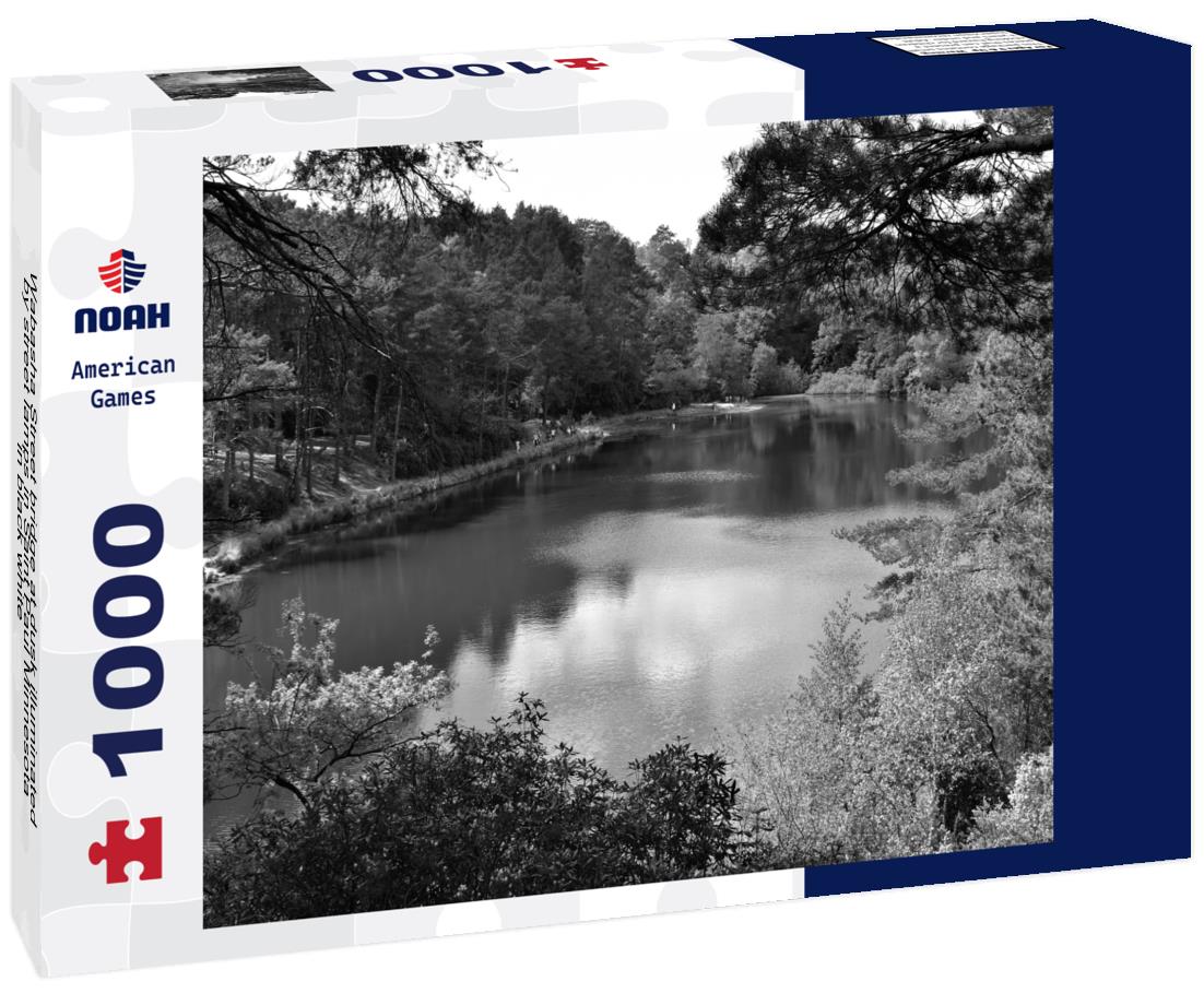 Noah Jigsaw Puzzle Wabasha Street bridge at dusk illuminated by street lamps in Saint Paul Minnesota in black white 1000 pieces