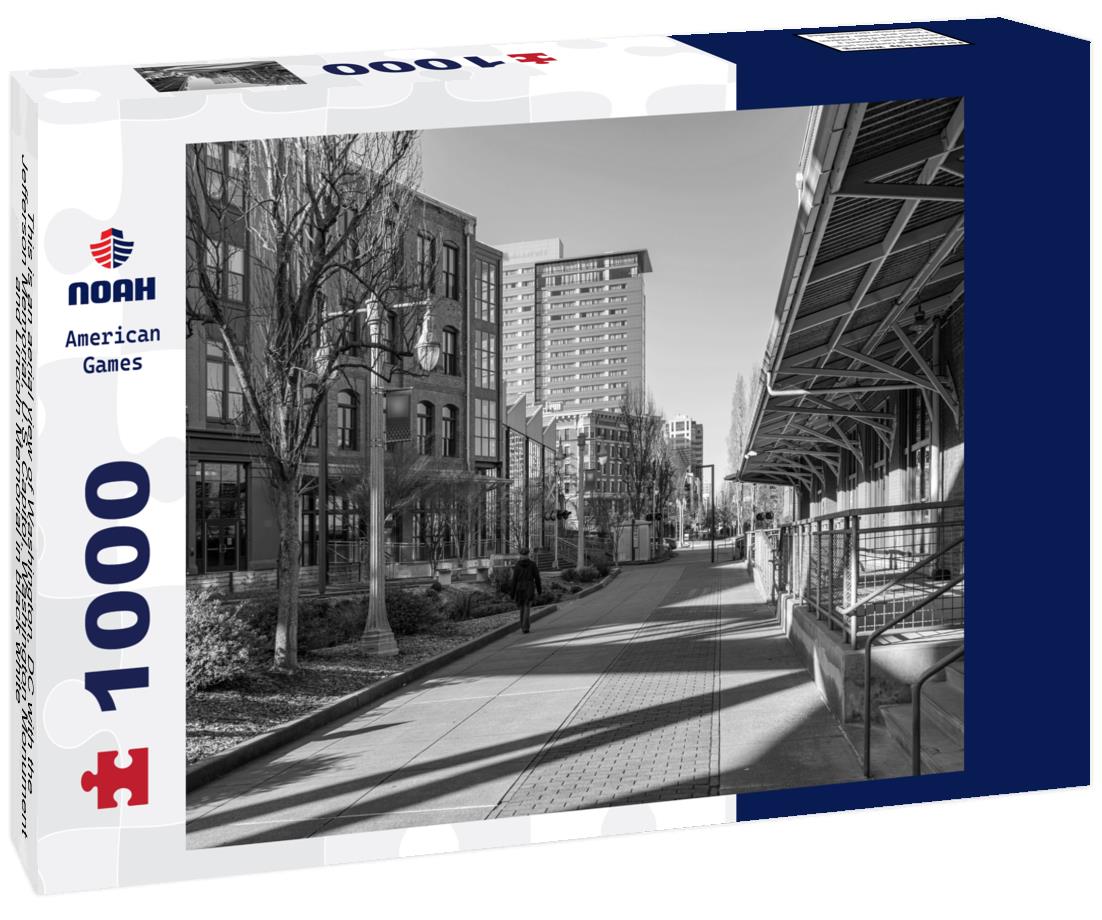 Noah Jigsaw Puzzle This is an aerial view of Washington, DC with the Jefferson Memorial, U.S. Capitol, Washington Monument, and Lincoln Memorial in black white 1000 pieces