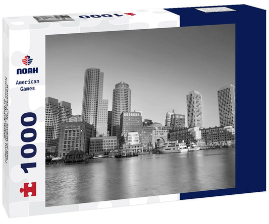 Noah Jigsaw Puzzle Kansas City. Image of the Kansas City skyline at twilight in black white 1000 pieces