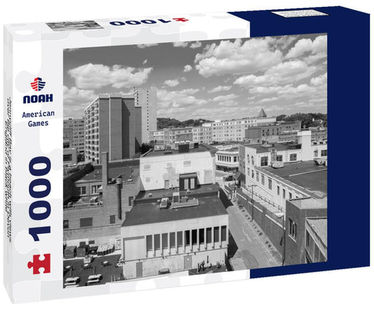 Noah Jigsaw Puzzle Jennycliff Bay is a beach with views over the city of Plymouth in Devon, England in black white 1000 pieces