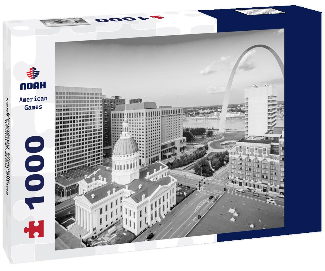 Noah Jigsaw Puzzle Downtown Charlotte, North Carolina, USA skyline in black white 1000 pieces