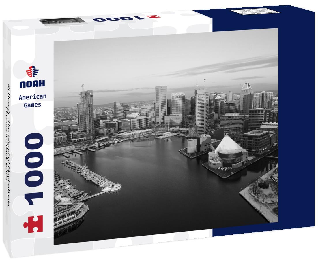 Noah Jigsaw Puzzle Xi Beach. The island of Cephallonia, Greece in black white 1000 pieces