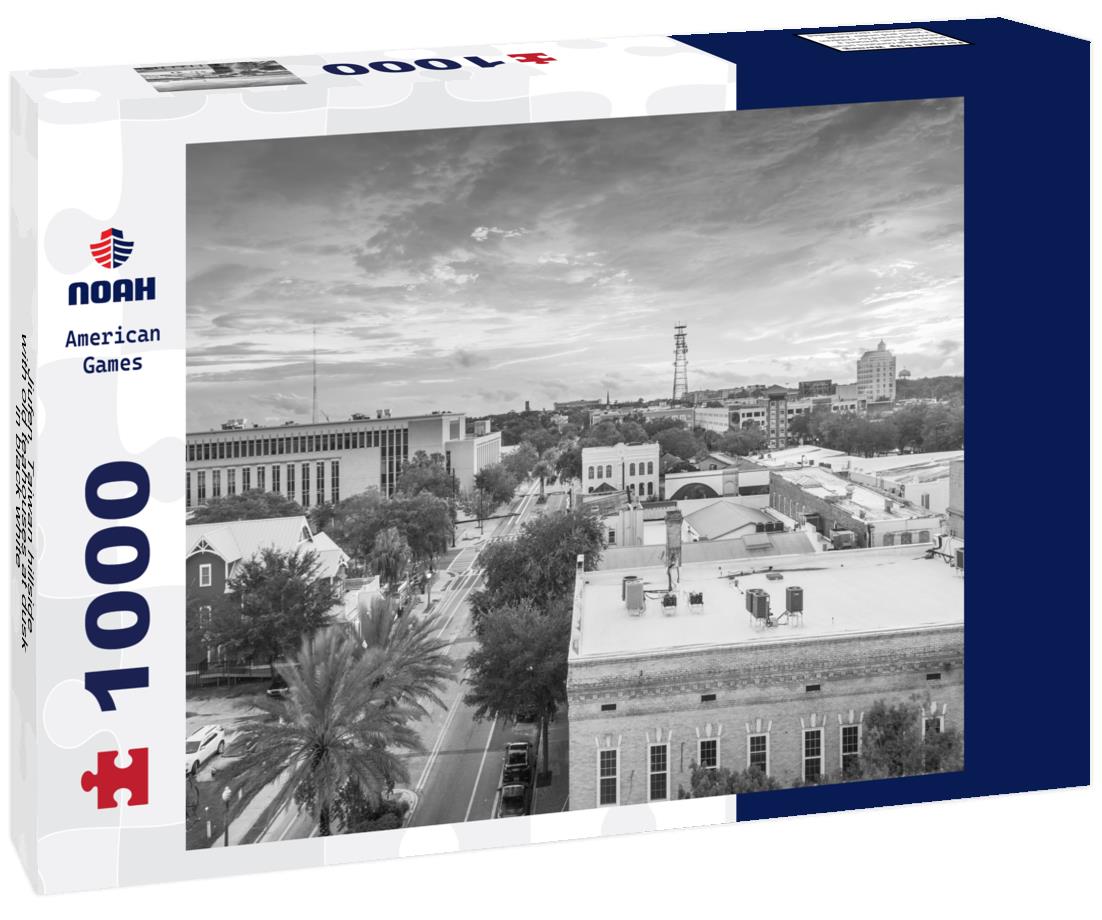 Noah Jigsaw Puzzle Jiufen, Taiwan hillside with old teahouses at dusk in black white 1000 pieces