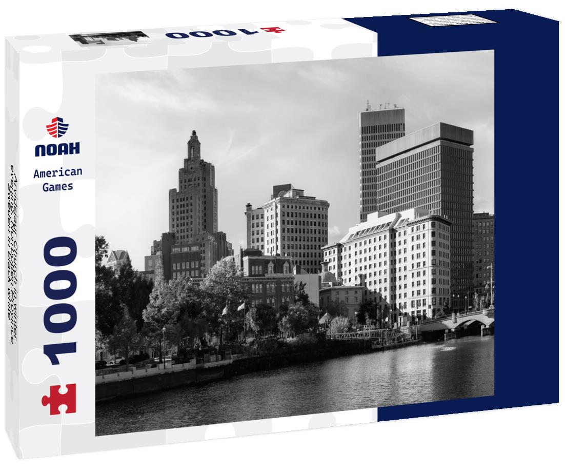 Noah Jigsaw Puzzle Arvidsjaur Church in winter evening, Norrbotten Province, Sweden in black white 1000 pieces