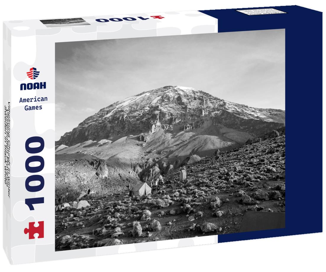 Noah Jigsaw Puzzle Vilhelmina Church in winter, Vasterbotten Province, Sweden in black white 1000 pieces