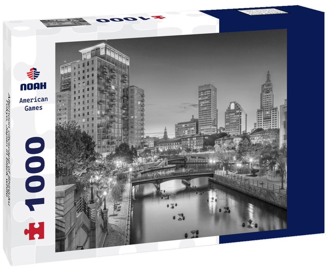 Noah Jigsaw Puzzle Afternoon cityscape of Shinjuku, Tokyo, Japan in black white 1000 pieces
