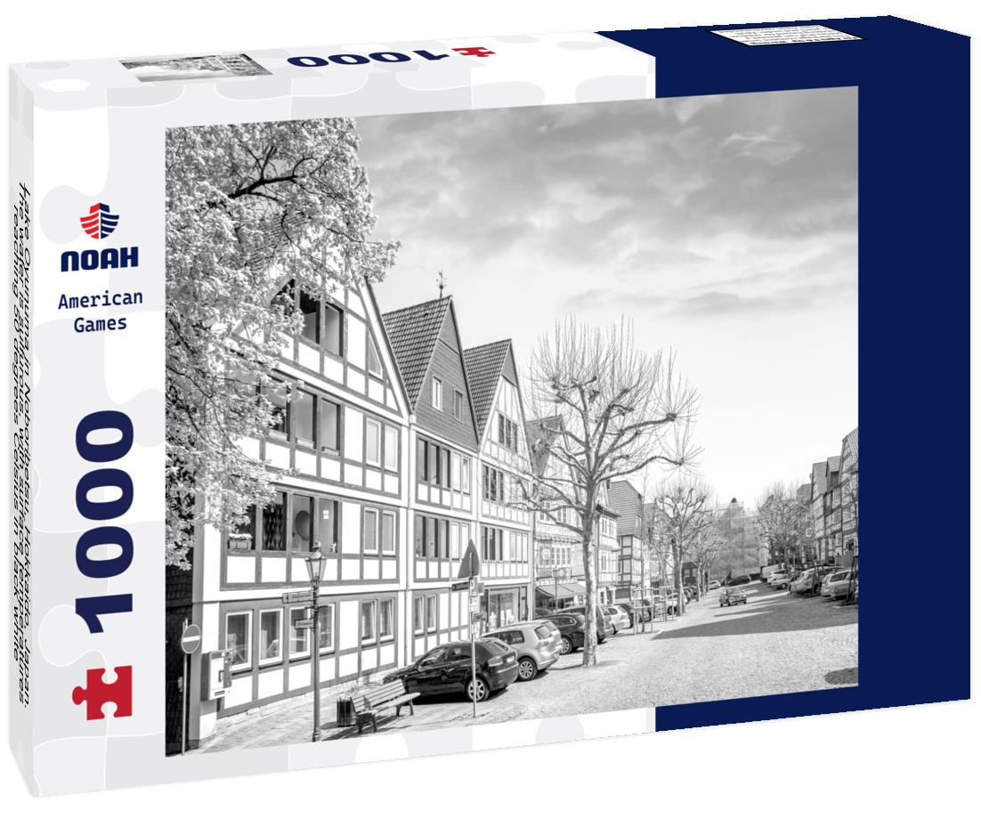 Noah Jigsaw Puzzle Lake Oyunuma in Noboribetsu, Hokkaido, Japan. The water is sulfurous, with surface temperatures reaching 50 degrees Celsius in black white 1000 pieces