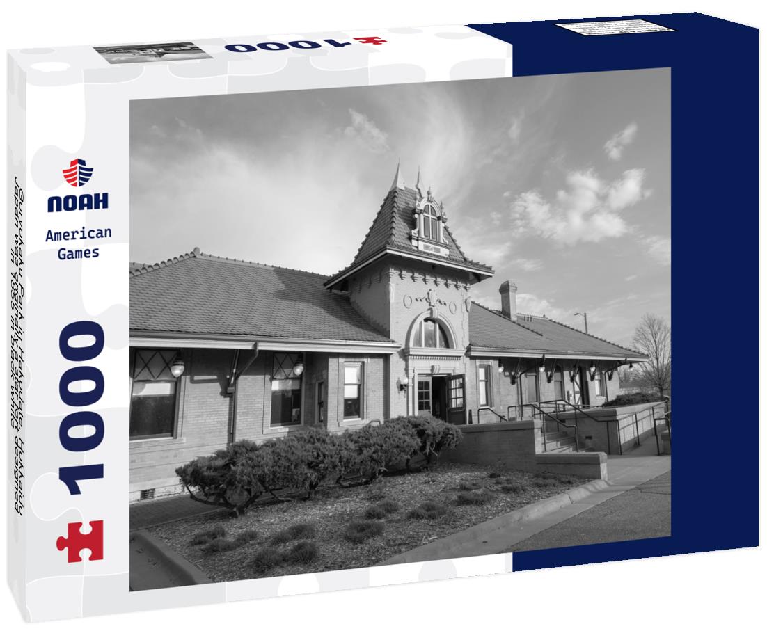 Noah Jigsaw Puzzle Goryokaku Park in Hakodate, Hokkaido, Japan was originally a star fort designed in 1855 in black white 1000 pieces