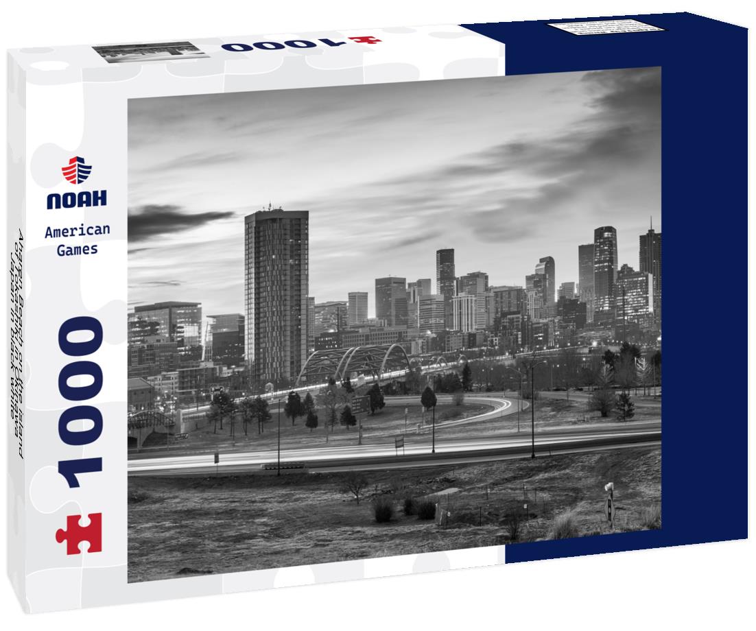 Noah Jigsaw Puzzle Aharen Beach on the island of Tokashiki in Okinawa, Japan in black white 1000 pieces