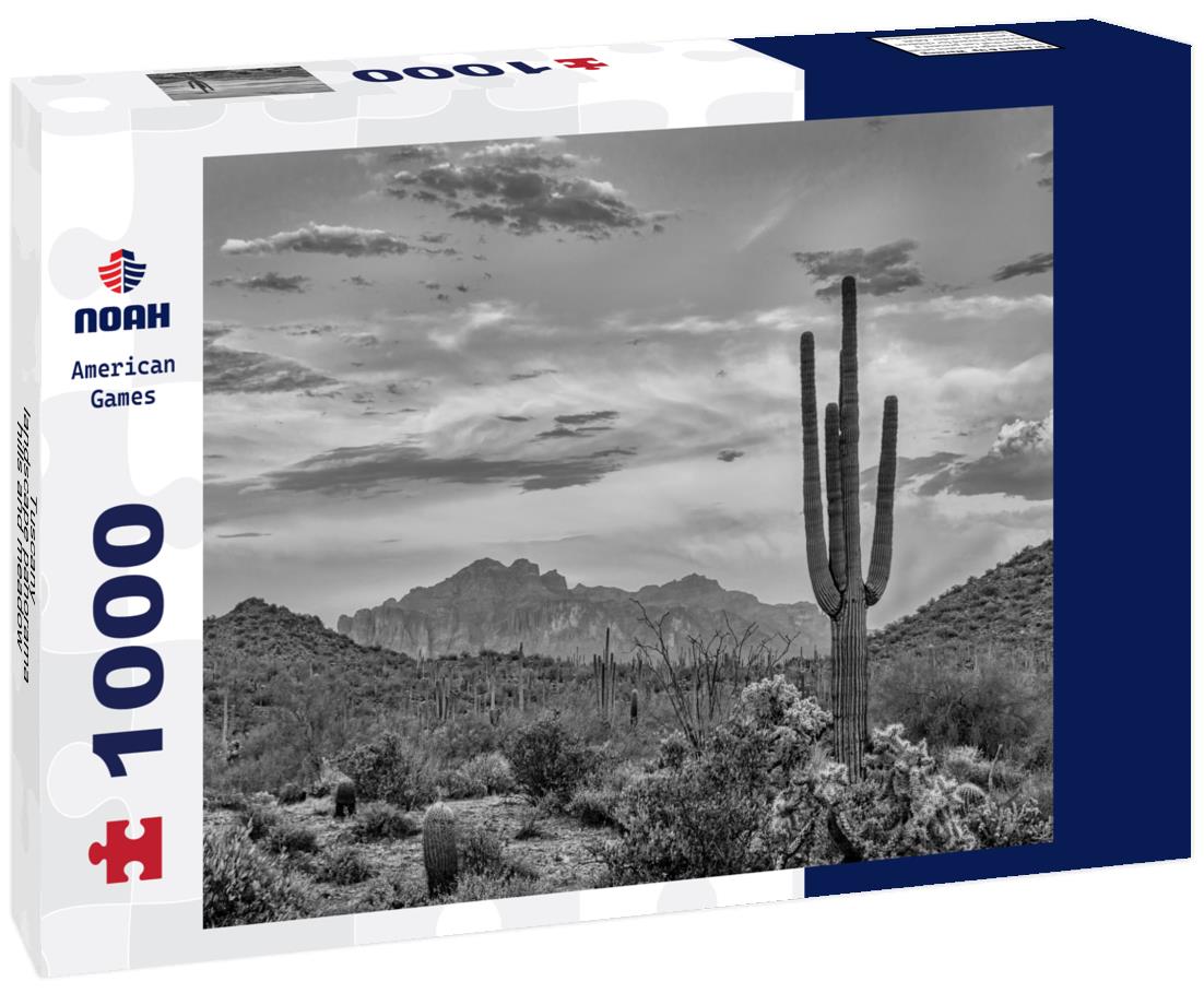 Noah Jigsaw Puzzle Tuscany - landscape panorama, hills and meadow, Tuscany - Italy in black white 1000 pieces