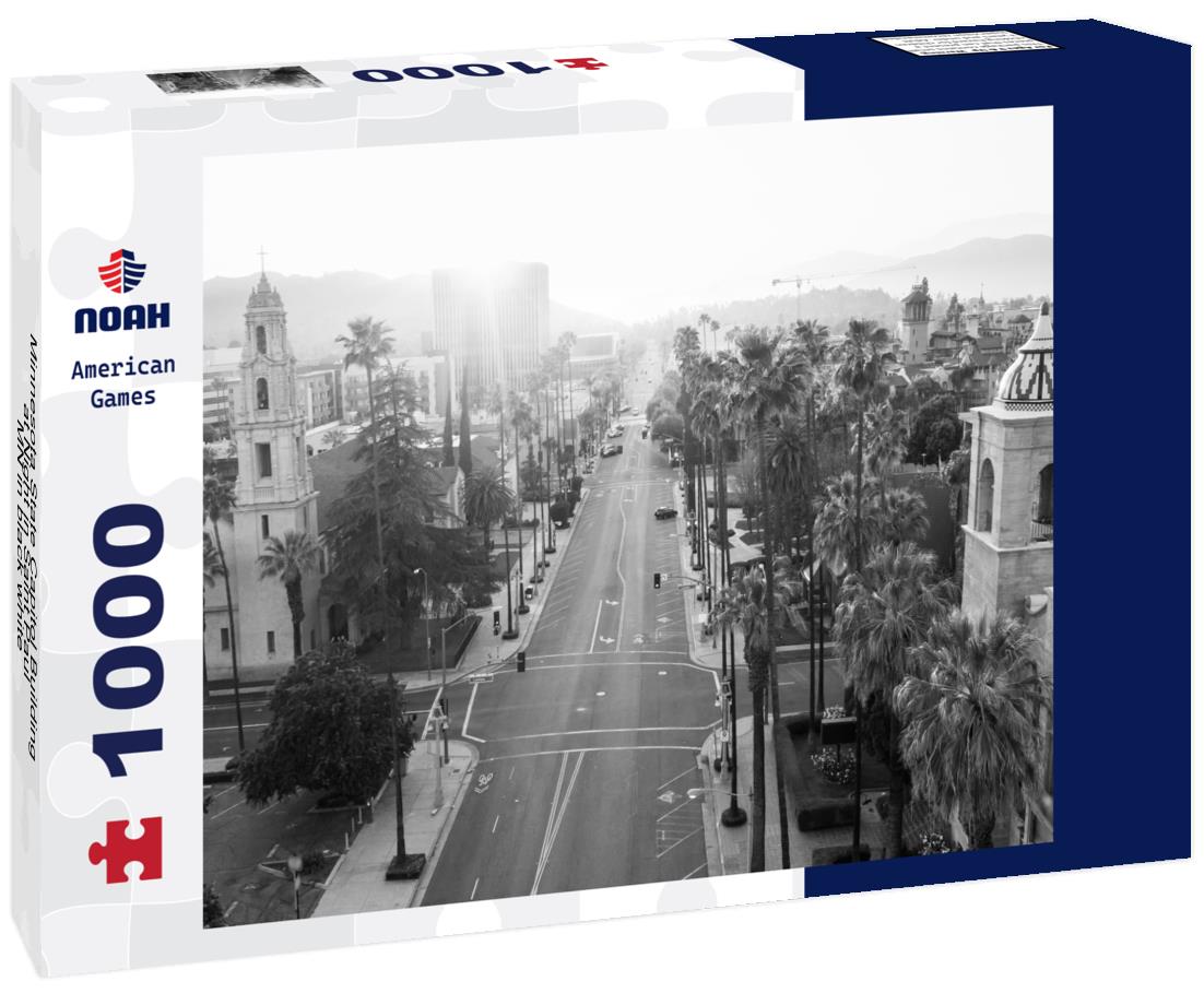 Noah Jigsaw Puzzle Minnesota State Capitol Building at Night in Saint Paul, MN in black white 1000 pieces