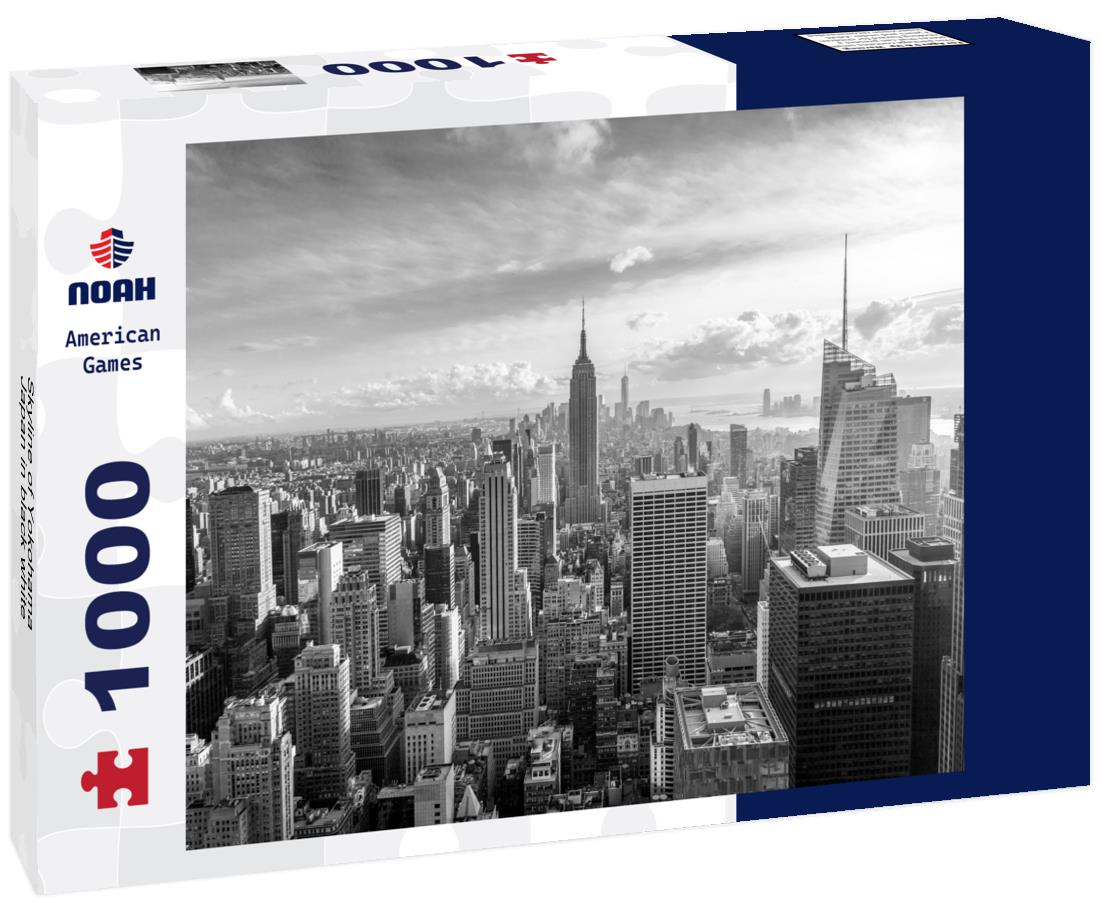Noah Jigsaw Puzzle Skyline of Yokohama, Japan in black white 1000 pieces