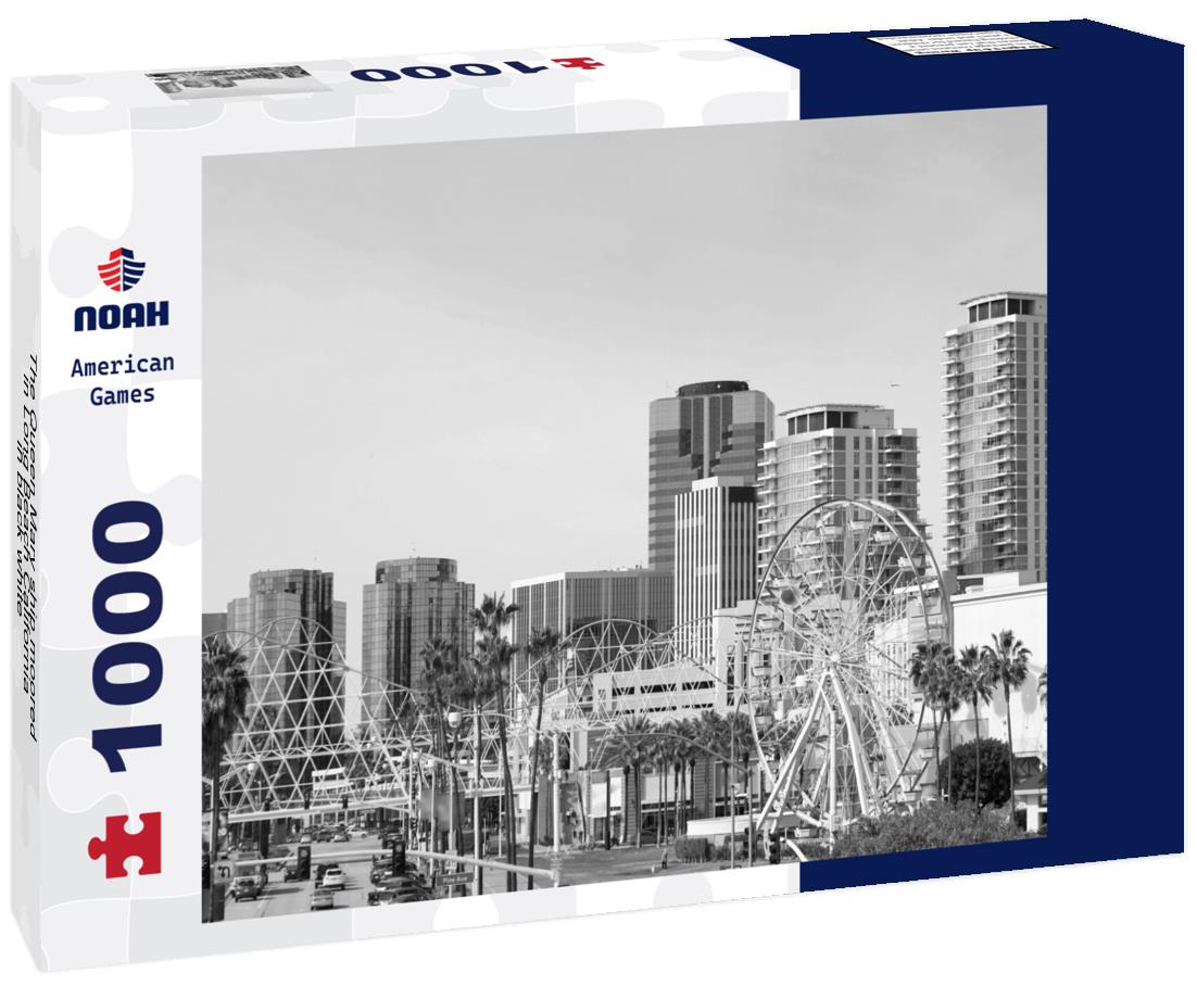 Noah Jigsaw Puzzle The Queen Mary ship moored in Long Beach California in black white 1000 pieces