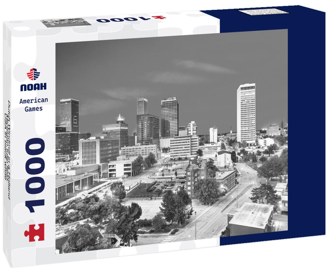 Noah Jigsaw Puzzle Dutch Windmill in a Holland Michigan tulip field. USA in black white 1000 pieces