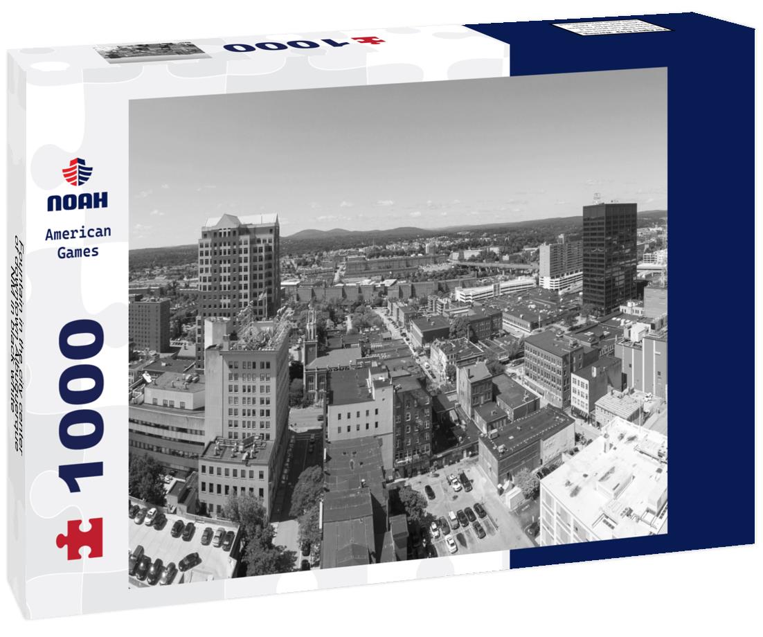 Noah Jigsaw Puzzle Fountain in the city center of downtown Albuquerque, NM in black white 1000 pieces