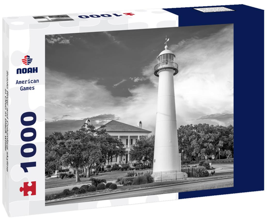 Noah Jigsaw Puzzle Scioto River and Columbus skyline in Ohio in black white 1000 pieces