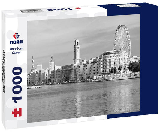 Noah Jigsaw Puzzle Old architecture at dusk in Old Montreal, Canada in black white 1000 pieces