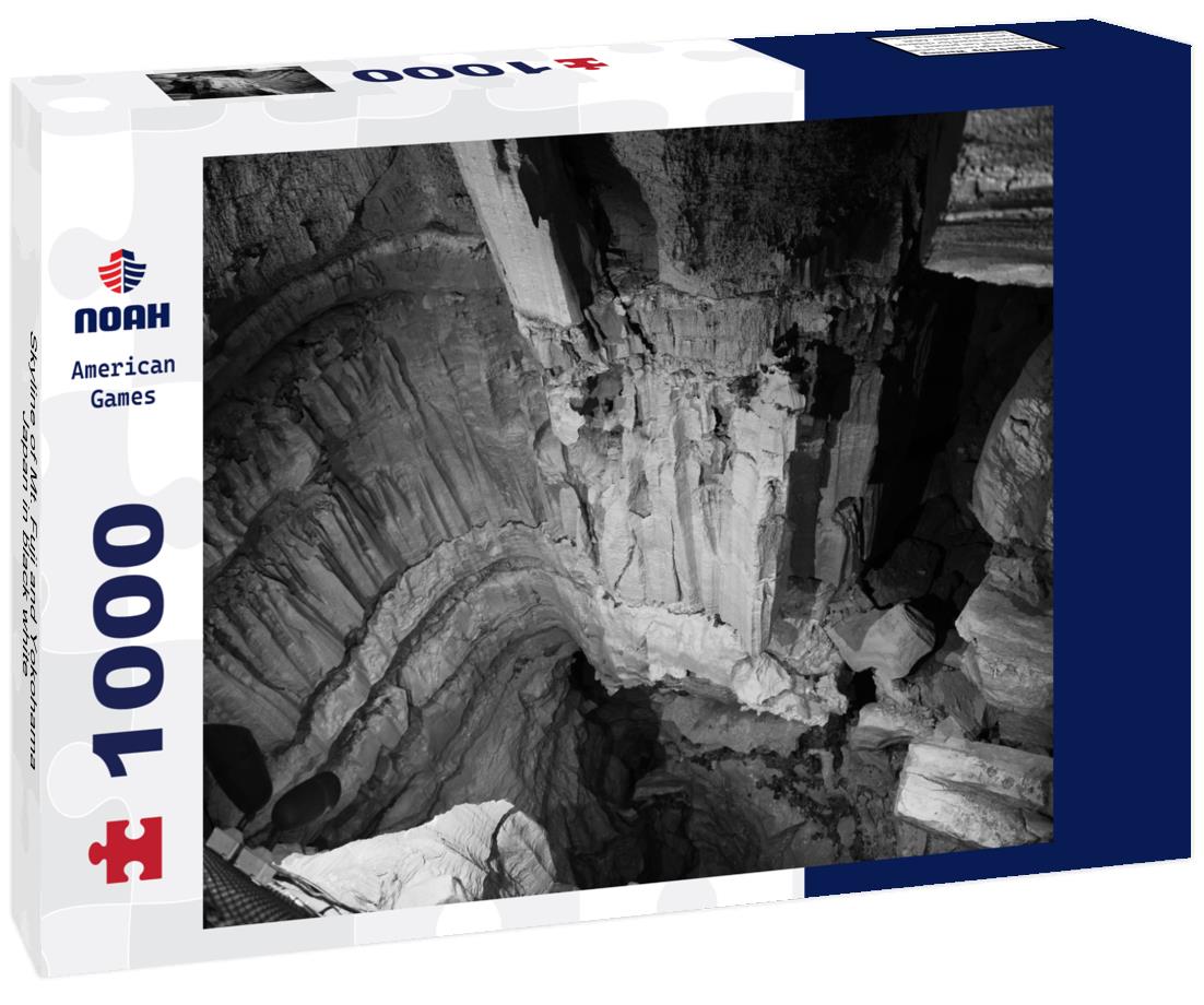 Noah Jigsaw Puzzle Skyline of Mt. Fuji and Yokohama, Japan in black white 1000 pieces