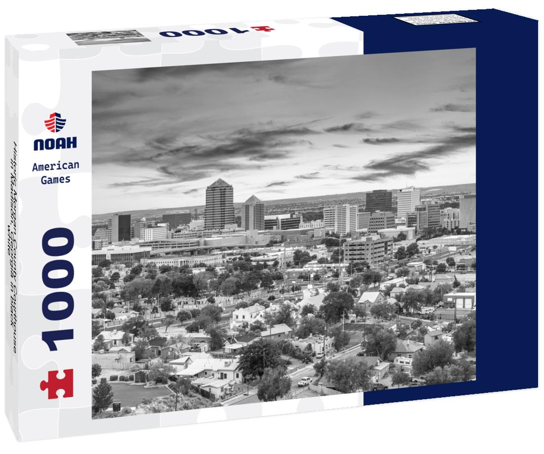 Noah Jigsaw Puzzle Historic Morgan County Courthouse in Madison, Georgia in black white 1000 pieces