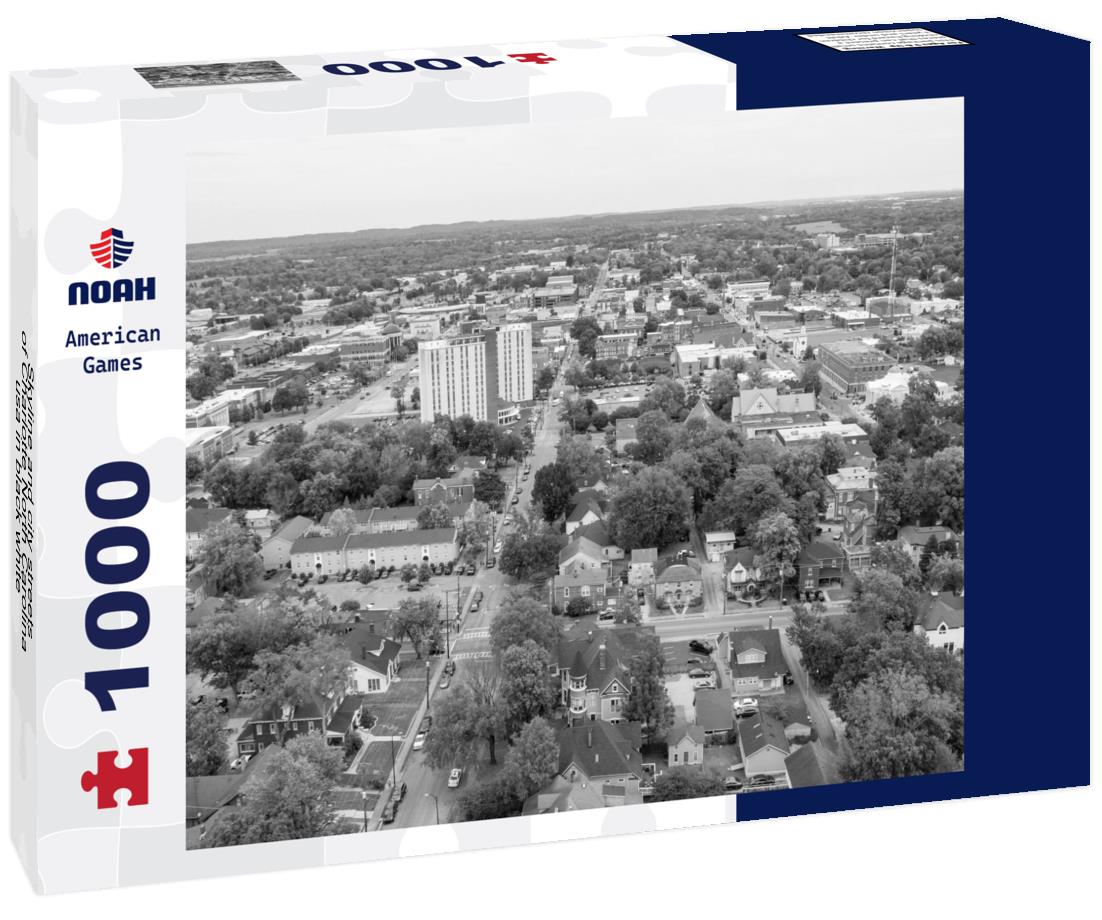 Noah Jigsaw Puzzle Skyline and city streets of Charlotte North Carolina usa in black white 1000 pieces