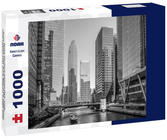 Noah Jigsaw Puzzle Torres del Paine National Park, Chile. Azure Pehue Lake at the base of the magnificent snow-capped rocks of Los Kuernos in black white 1000 pieces